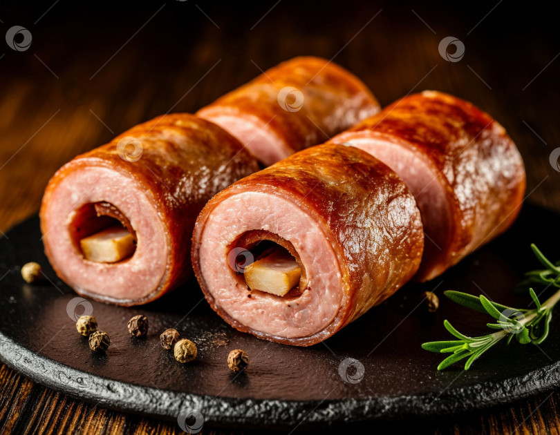 Скачать Мясные рулетики. Создано искусственным интеллектом фотосток Ozero
