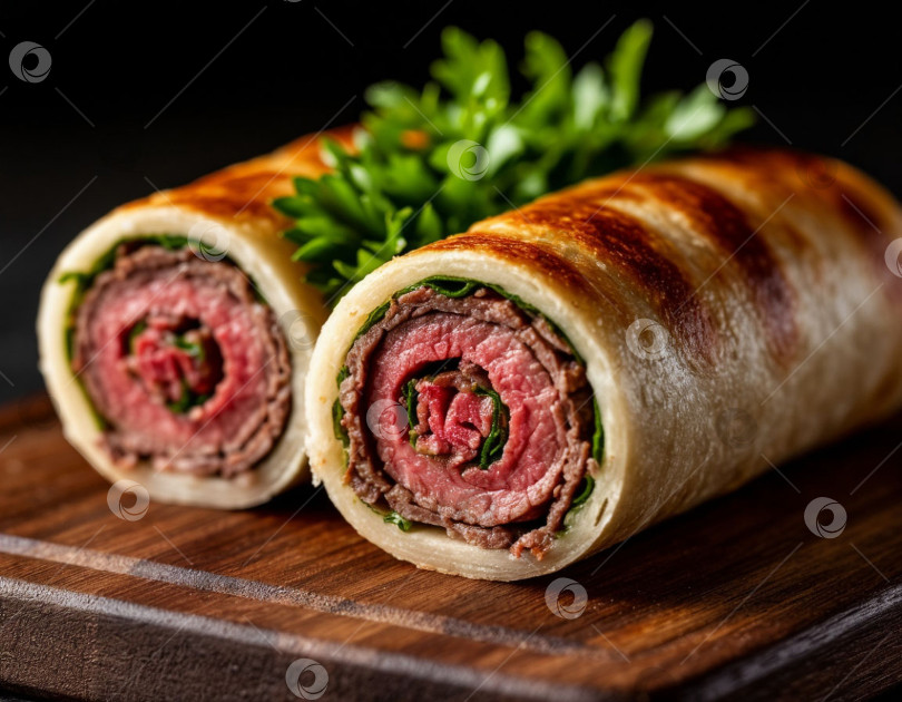 Скачать Мясные рулетики. Создано искусственным интеллектом фотосток Ozero