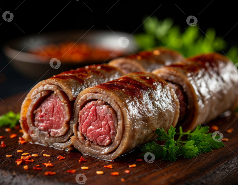 Скачать Мясные рулетики. Создано искусственным интеллектом фотосток Ozero