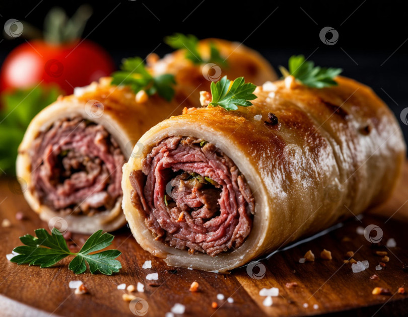 Скачать Мясные рулетики. Создано искусственным интеллектом фотосток Ozero
