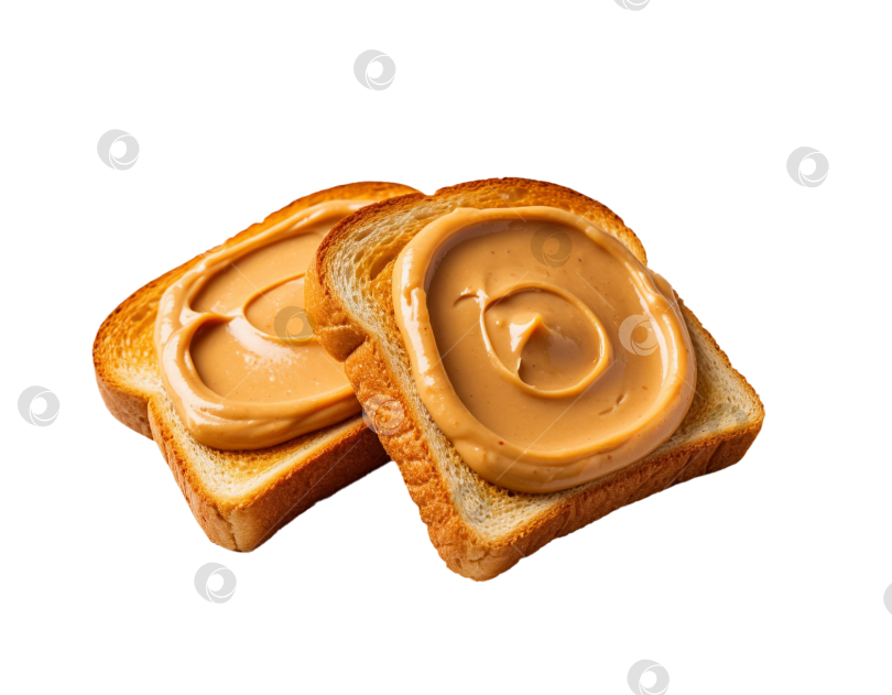 Скачать Тост с арахисовым маслом на прозрачном фоне, созданный искусственным интеллектом. фотосток Ozero