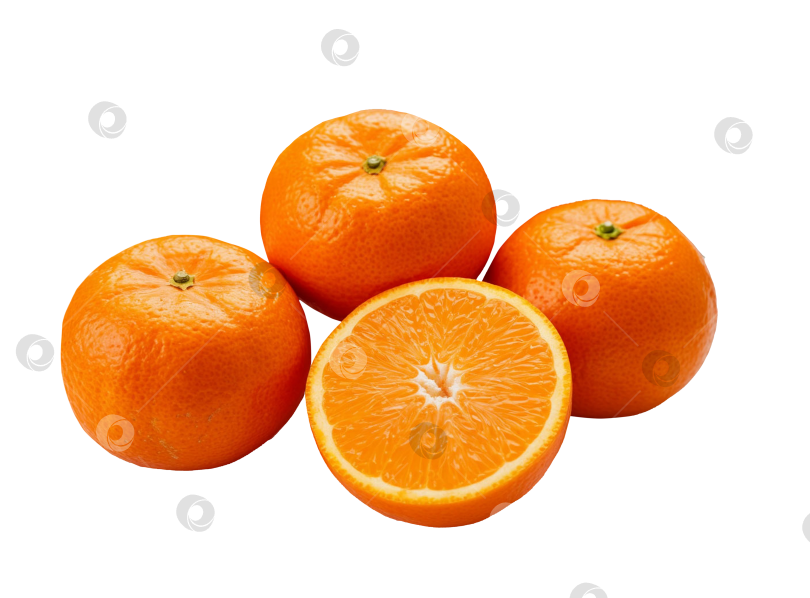 Скачать Мандарины на прозрачном фоне, сгенерированные искусственным интеллектом. фотосток Ozero