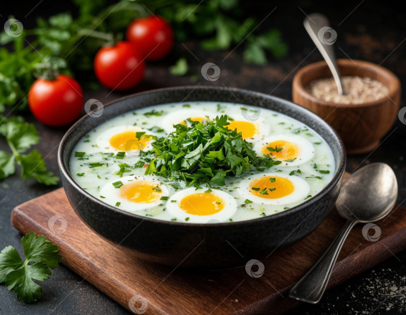 Скачать Русская окрошка, приготовленная с помощью искусственного интеллекта. фотосток Ozero