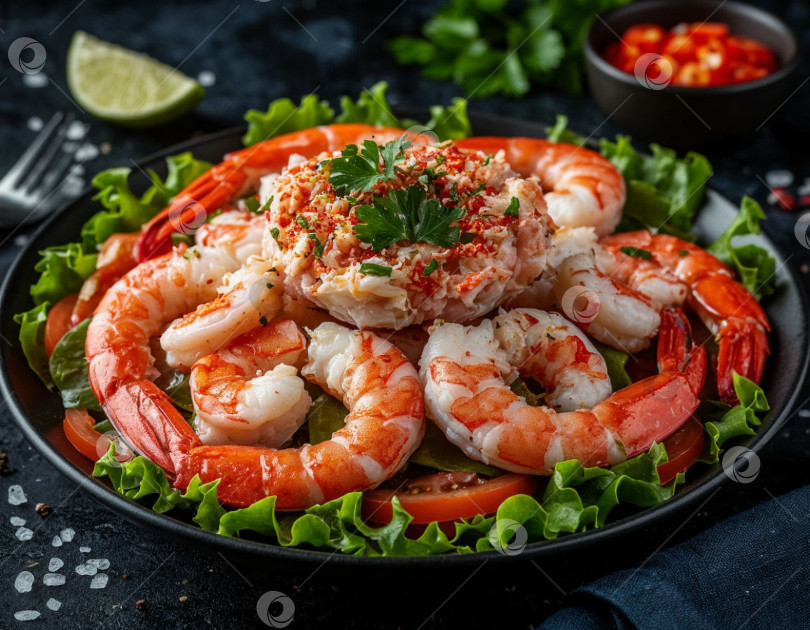 Скачать Салат с крабовым мясом. Создан искусственный интеллект. фотосток Ozero