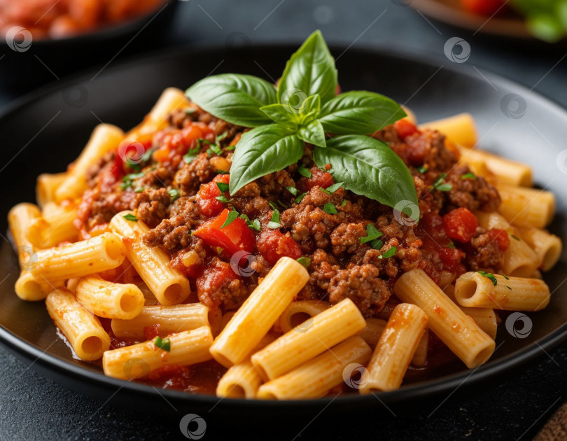 Скачать Паста с мясным соусом. Создано искусственным интеллектом. фотосток Ozero
