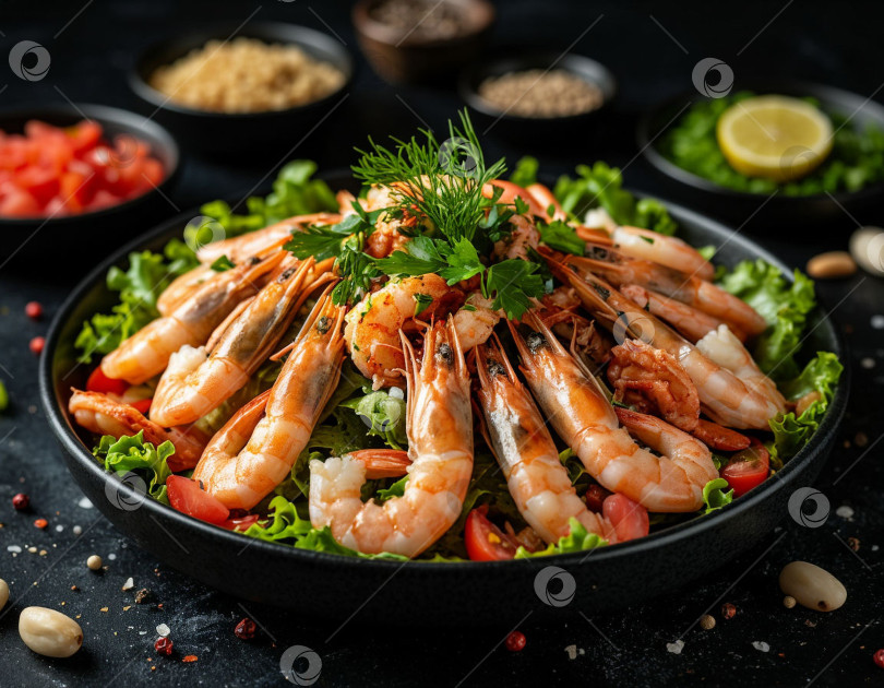 Скачать Салат из морепродуктов. Создан искусственный интеллект. фотосток Ozero
