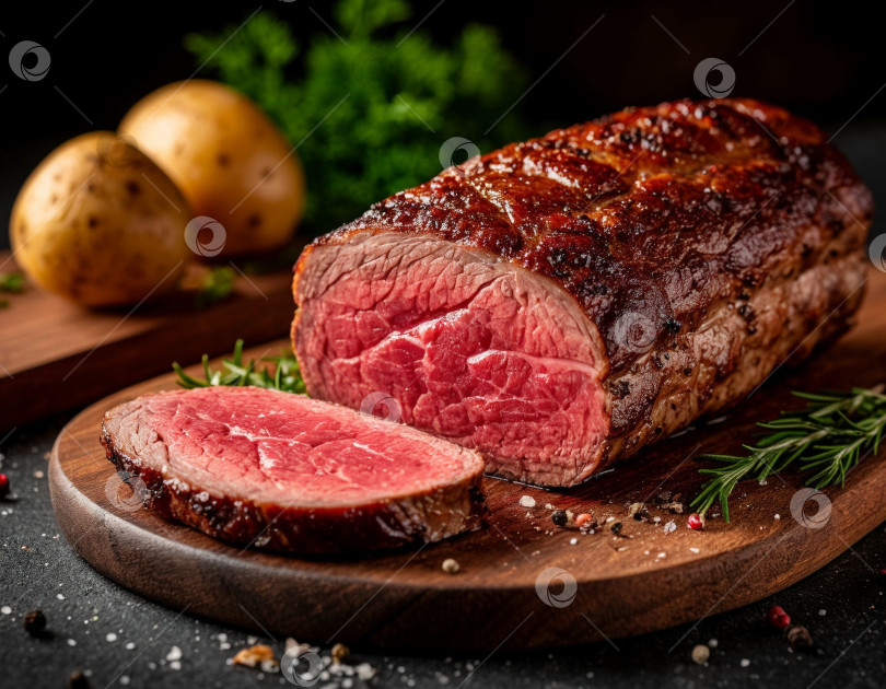 Скачать Мясо по-французски. Создано искусственным интеллектом. фотосток Ozero