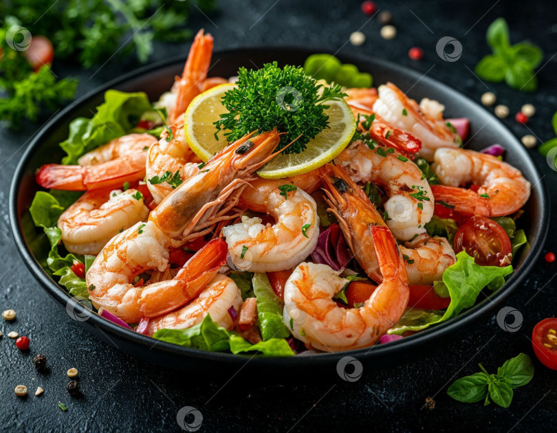 Скачать Салат из морепродуктов. Создан искусственный интеллект. фотосток Ozero