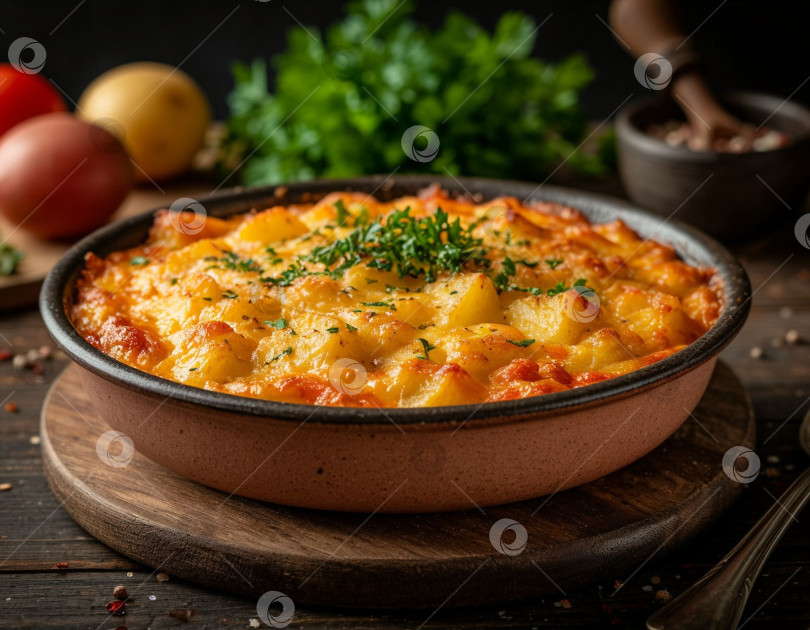 Скачать Картофельная запеканка. Создан искусственный интеллект. фотосток Ozero