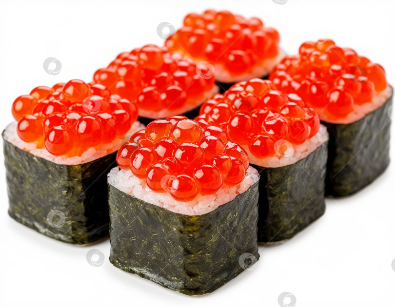 Скачать Суши на белом фоне, японская кухня. Создан искусственный интеллект. фотосток Ozero