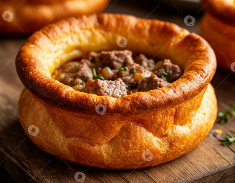Скачать Йоркширский пудинг с мясом. Создано искусственным интеллектом фотосток Ozero