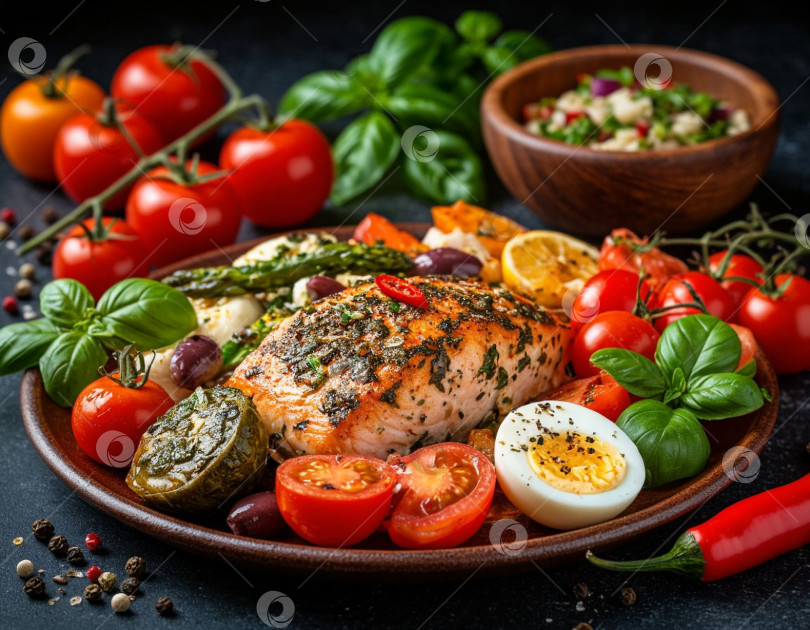 Скачать Средиземноморская кухня. Создан искусственный интеллект. фотосток Ozero