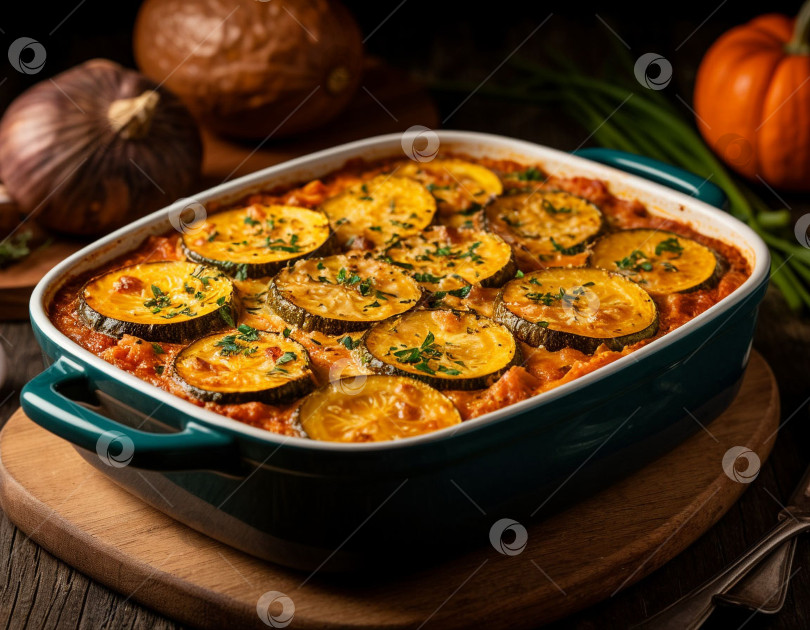 Скачать Овощная запеканка с кабачками. Создан искусственный интеллект. фотосток Ozero