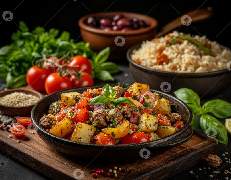 Скачать Средиземноморская кухня. Создан искусственный интеллект. фотосток Ozero