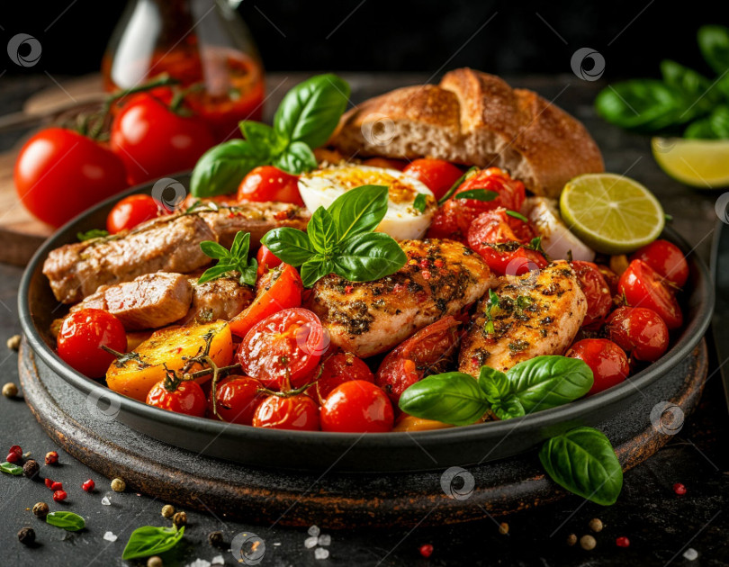Скачать Средиземноморская кухня. Создан искусственный интеллект. фотосток Ozero