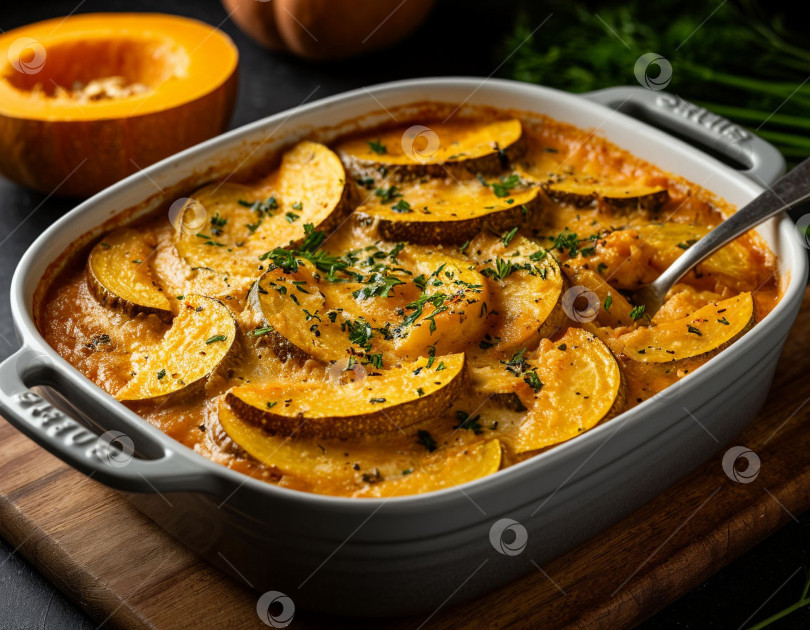 Скачать Овощная запеканка с кабачками. Создан искусственный интеллект. фотосток Ozero