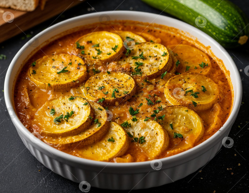 Скачать Овощная запеканка с кабачками. Создан искусственный интеллект. фотосток Ozero