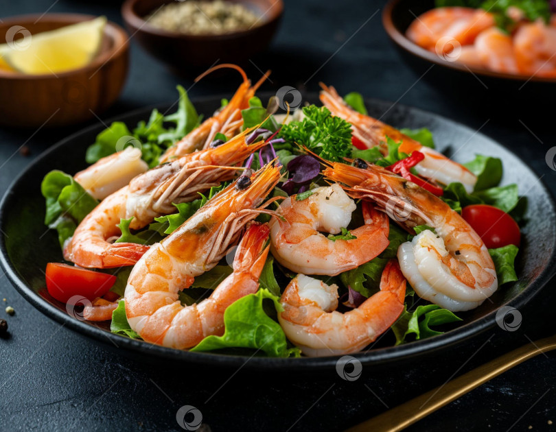 Скачать Салат из морепродуктов. Создан искусственный интеллект. фотосток Ozero