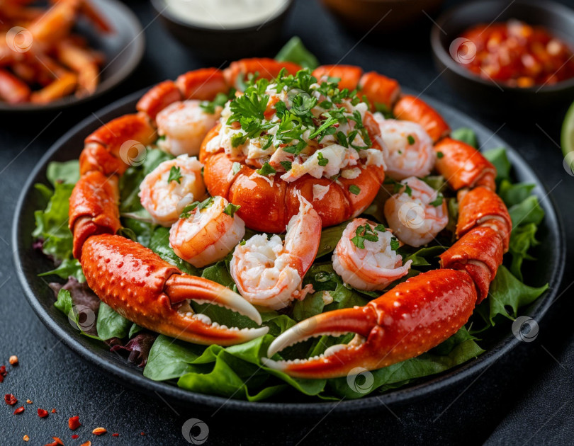 Скачать Салат с крабовым мясом. Создан искусственный интеллект. фотосток Ozero