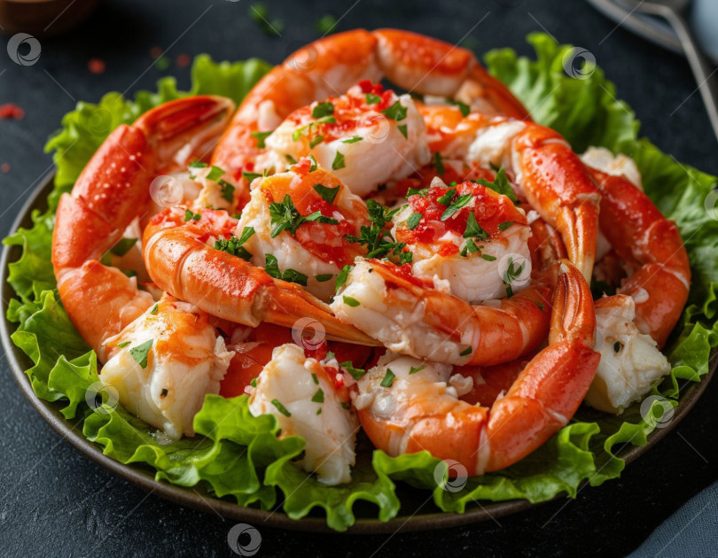 Скачать Салат с крабовым мясом. Создан искусственный интеллект. фотосток Ozero