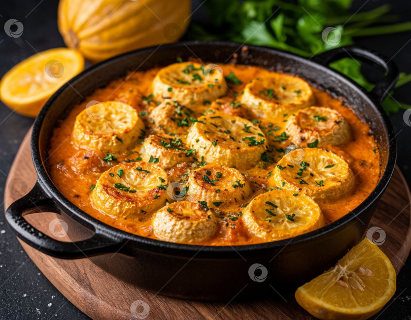 Скачать Овощная запеканка с кабачками. Создан искусственный интеллект. фотосток Ozero