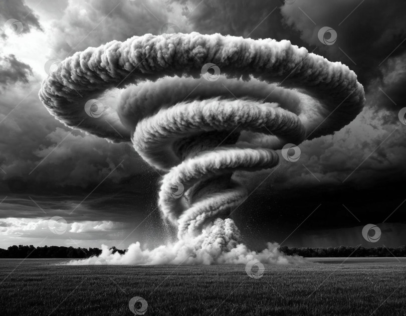 Скачать Торнадо на черном фоне. Создан искусственный интеллект. фотосток Ozero