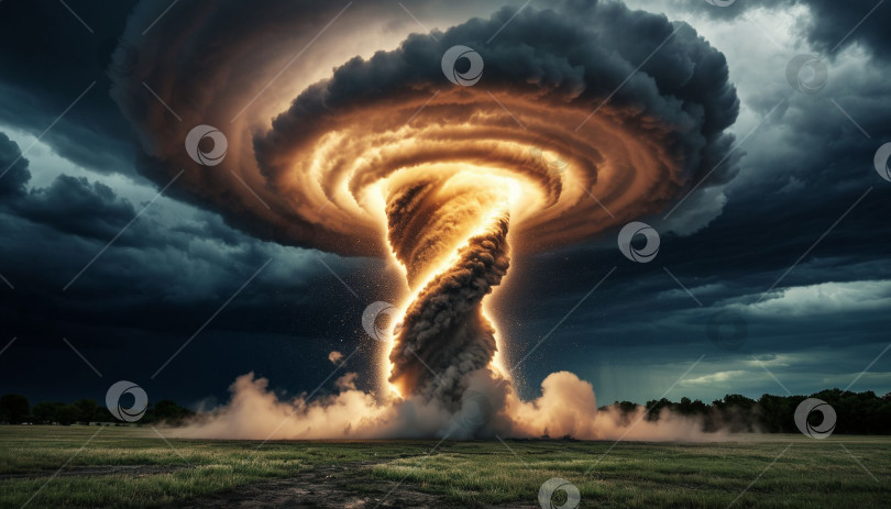 Скачать Торнадо на черном фоне. Создан искусственный интеллект. фотосток Ozero