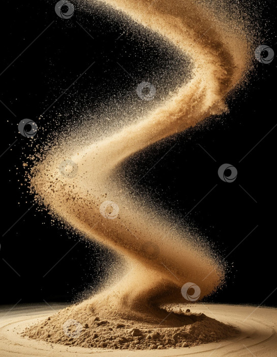 Скачать Sand tornado on black background. AI generated. фотосток Ozero