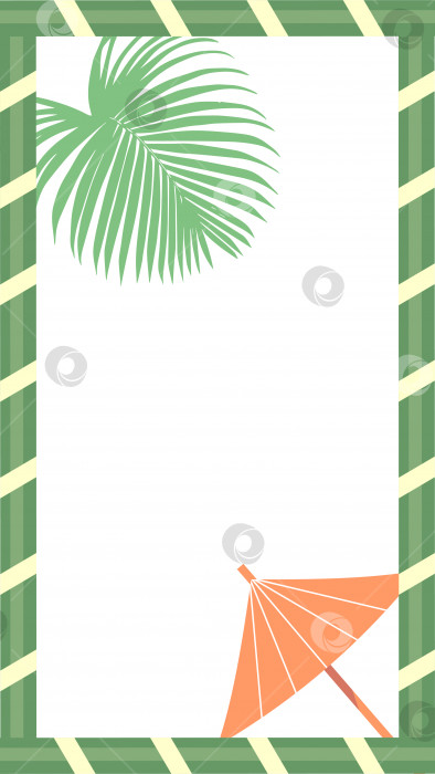 Скачать Рамка с пальмовым листом и зонтиком фотосток Ozero