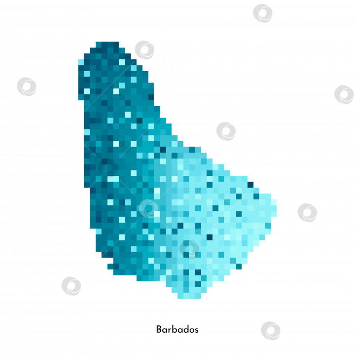 Скачать Векторная изолированная геометрическая иллюстрация с упрощенным льдисто-голубым силуэтом карты Барбадоса. Стиль пиксельной графики для шаблона NFT. Точечный логотип с градиентной текстурой для дизайна на белом фоне фотосток Ozero