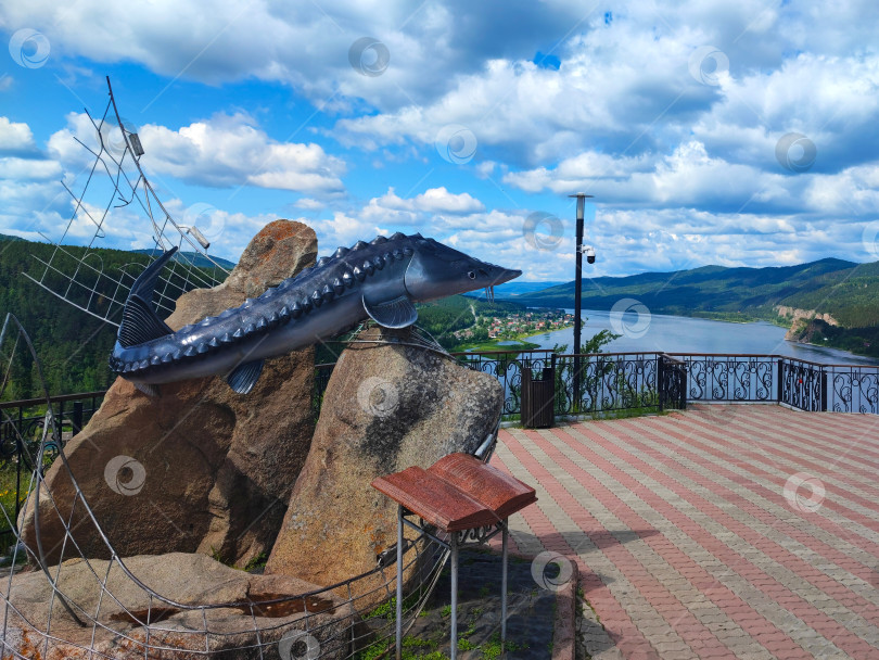 Скачать Царь Рыба, смотровая площадка на реке Енисей фотосток Ozero