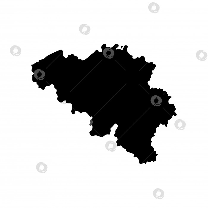 Скачать Векторный изолированный значок упрощенной иллюстрации с черным силуэтом карты Бельгии. Белый фон фотосток Ozero