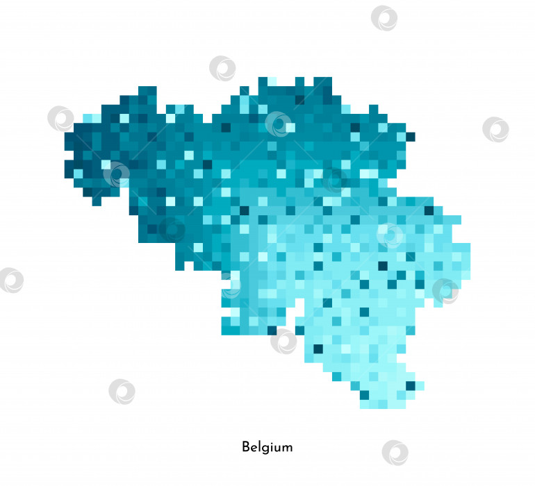Скачать Векторная изолированная геометрическая иллюстрация с упрощенным льдисто-голубым силуэтом карты Бельгии. Стиль пиксельной графики для шаблона NFT. Точечный логотип с градиентной текстурой для дизайна на белом фоне фотосток Ozero
