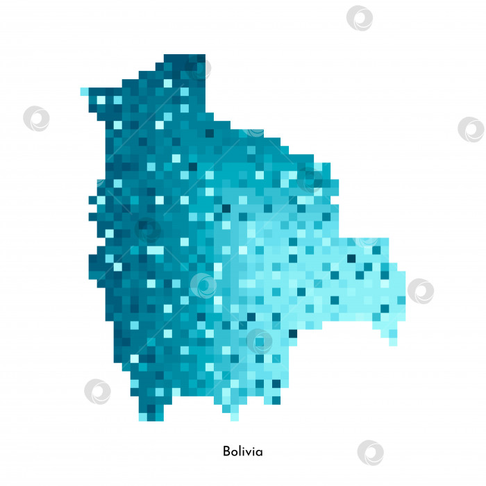 Скачать Векторная изолированная геометрическая иллюстрация с упрощенным льдисто-голубым силуэтом карты Боливии. Стиль пиксельной графики для шаблона NFT. Точечный логотип с градиентной текстурой для дизайна на белом фоне фотосток Ozero