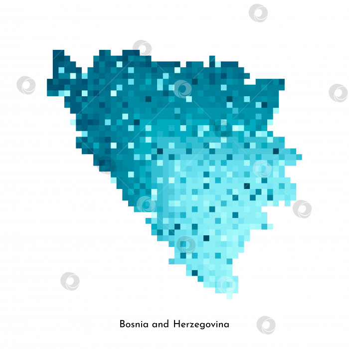 Скачать Векторная изолированная геометрическая иллюстрация с упрощенным льдисто-голубым силуэтом карты Боснии и Герцеговины. Стиль пиксельной графики для шаблона NFT. Точечный логотип с градиентной текстурой для дизайна на белом фоне фотосток Ozero