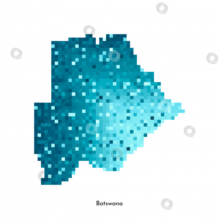 Скачать Векторная изолированная геометрическая иллюстрация с упрощенным льдисто-голубым силуэтом карты Ботсваны. Стиль пиксельной графики для шаблона NFT. Точечный логотип с градиентной текстурой для дизайна на белом фоне фотосток Ozero