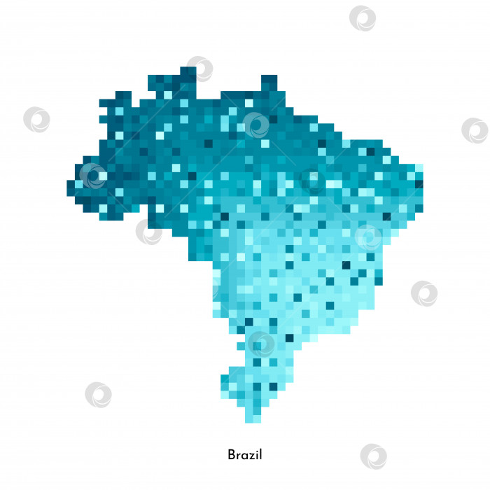 Скачать Векторная изолированная геометрическая иллюстрация с упрощенным льдисто-голубым силуэтом карты Бразилии. Стиль пиксельной графики для шаблона NFT. Точечный логотип с градиентной текстурой для дизайна на белом фоне фотосток Ozero