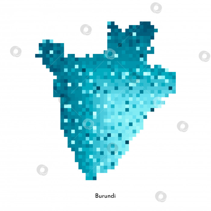 Скачать Векторная изолированная геометрическая иллюстрация с упрощенным льдисто-голубым силуэтом карты Бурунди. Стиль пиксельной графики для шаблона NFT. Точечный логотип с градиентной текстурой для дизайна на белом фоне фотосток Ozero
