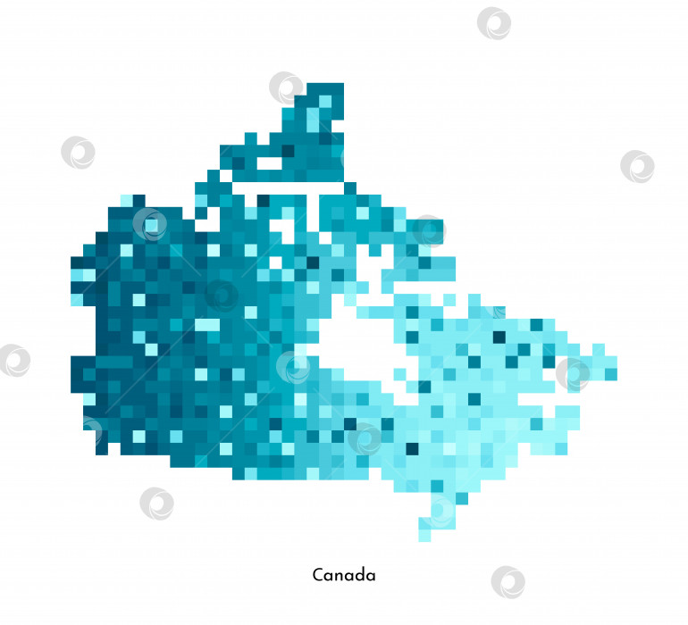 Скачать Векторная изолированная геометрическая иллюстрация с упрощенным льдисто-голубым силуэтом карты Канады. Стиль пиксельной графики для шаблона NFT. Точечный логотип с градиентной текстурой для дизайна на белом фоне фотосток Ozero