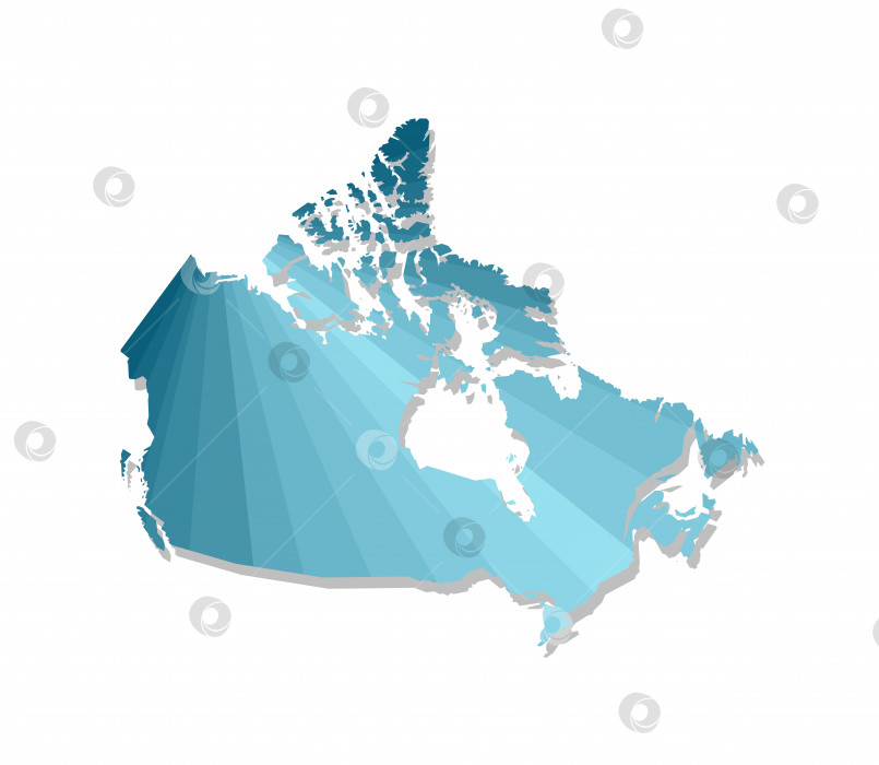 Скачать Векторный значок изолированной иллюстрации с упрощенным синим силуэтом карты Канады. Многоугольный геометрический стиль. Белый фон фотосток Ozero