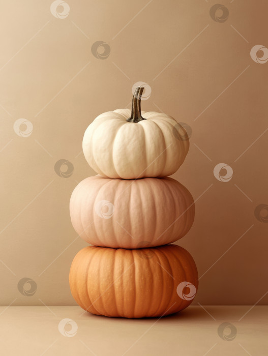 Скачать Элегантная стопка тыкв в стиле омбре для осеннего декора и сезонного празднования фотосток Ozero
