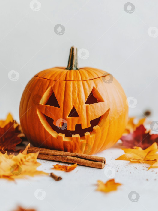 Скачать Праздничный фонарь jack o lantern на Хэллоуин с веселым выражением лица для праздничного декора фотосток Ozero