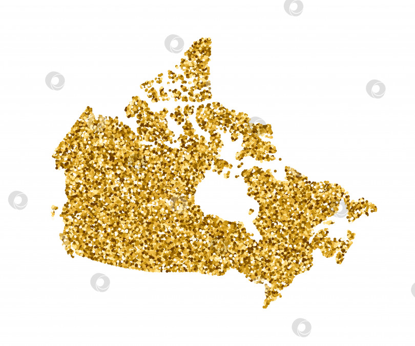 Скачать Векторная изолированная иллюстрация с упрощенной картой Канады. Украшен блестящей текстурой золотого глиттера. Оформление поздравительной открытки к рождественским и новогодним праздникам фотосток Ozero