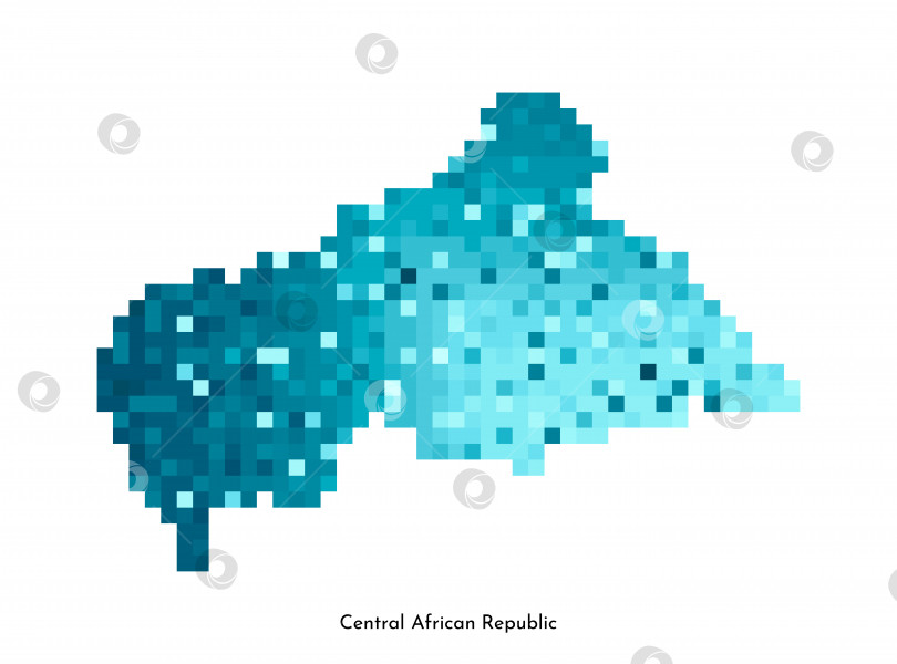 Скачать Векторная изолированная геометрическая иллюстрация с упрощенным льдисто-голубым силуэтом карты Центральноафриканской Республики. Стиль пиксельной графики для шаблона NFT. Точечный логотип с градиентной текстурой для дизайна на белом фоне фотосток Ozero