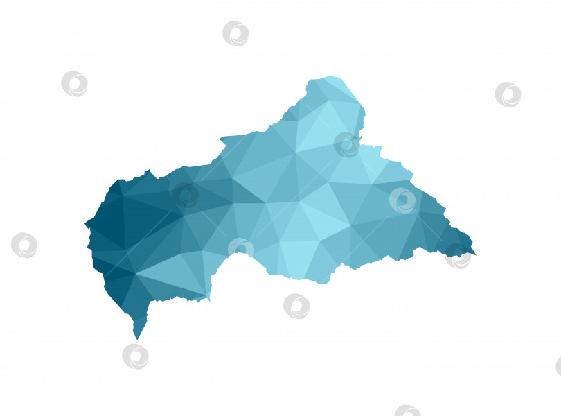 Скачать Векторный значок изолированной иллюстрации с упрощенным синим силуэтом карты Центральноафриканской Республики (ЦАР). Многоугольный геометрический стиль, треугольные формы. Белый фон фотосток Ozero