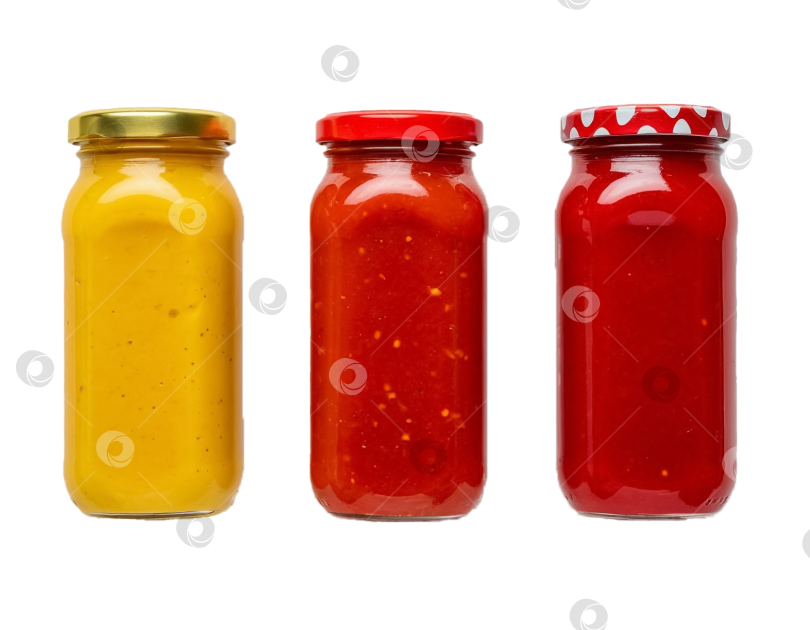 Скачать Кетчуп и горчичные соусы на прозрачном фоне. Создано с помощью искусственного интеллекта. фотосток Ozero