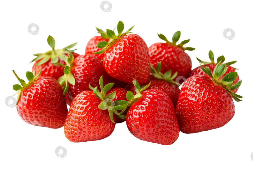 Скачать Горсть клубники на прозрачном фоне. Создано с помощью искусственного интеллекта. фотосток Ozero