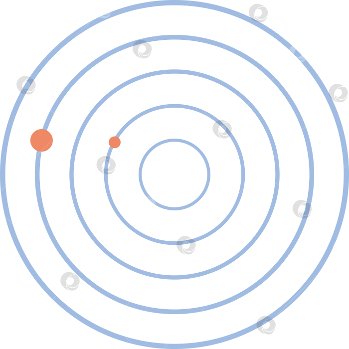 Скачать Элемент дизайна в виде кругов с расположенными на них двумя точками, похожими на планеты на орбитах. Иллюстрация. фотосток Ozero