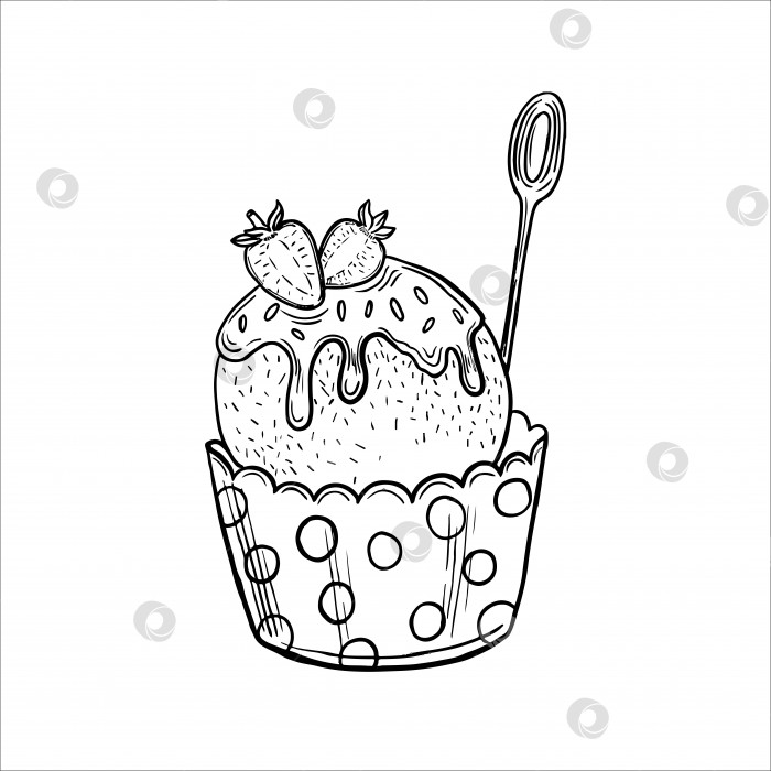 Скачать Художественный эскиз чашки с шариками мороженого. Векторная иллюстрация фотосток Ozero