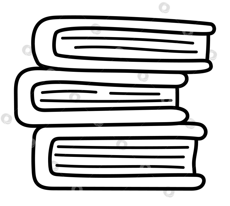 Скачать Векторная черно-белая стопка толстых книг с заклинаниями. Снова в школу или обучающий клипарт в стиле сказки. Стопка тетрадей или книг с заклинаниями. Чистые листы бумаги. Волшебная раскраска для фей или ведьм фотосток Ozero